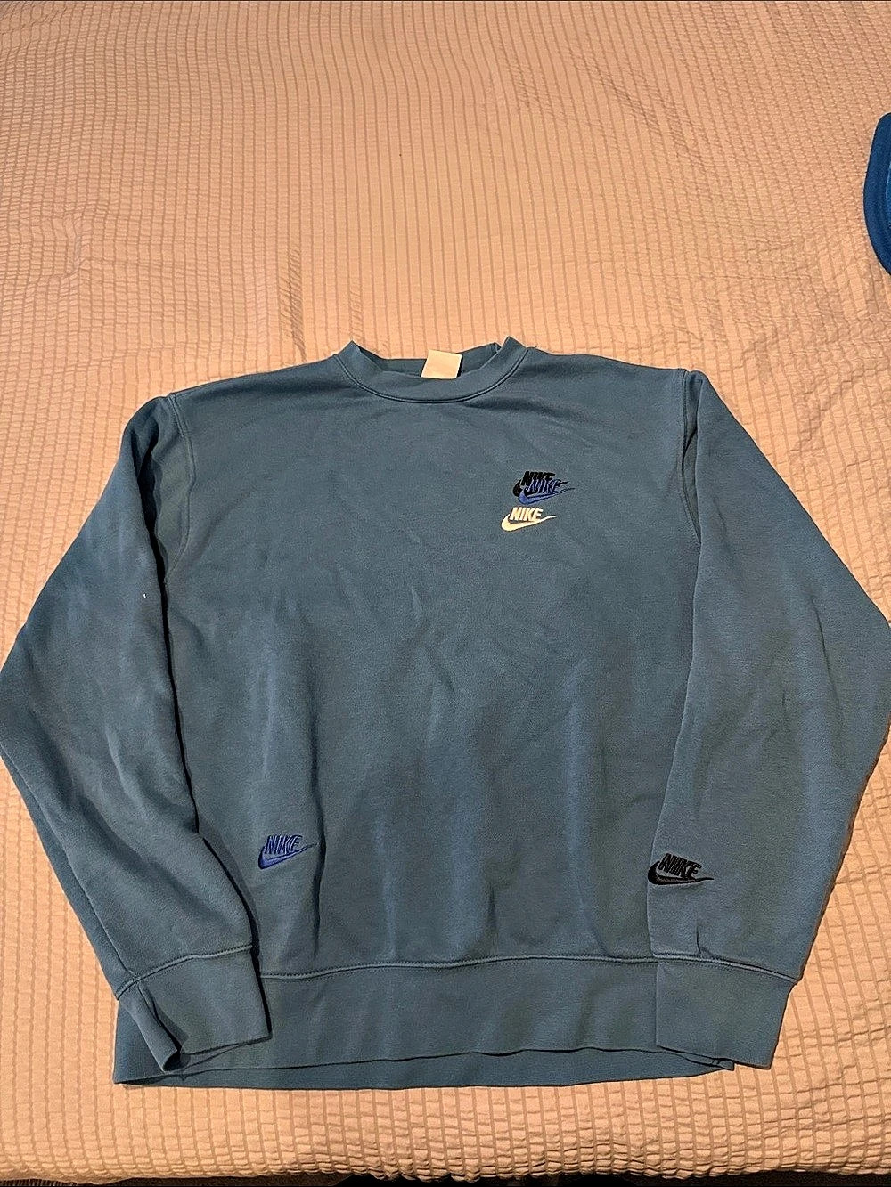 Nike Sportswear Club Fleece Multi-Swoosh Crewneck Sweatshirt Blue Medium